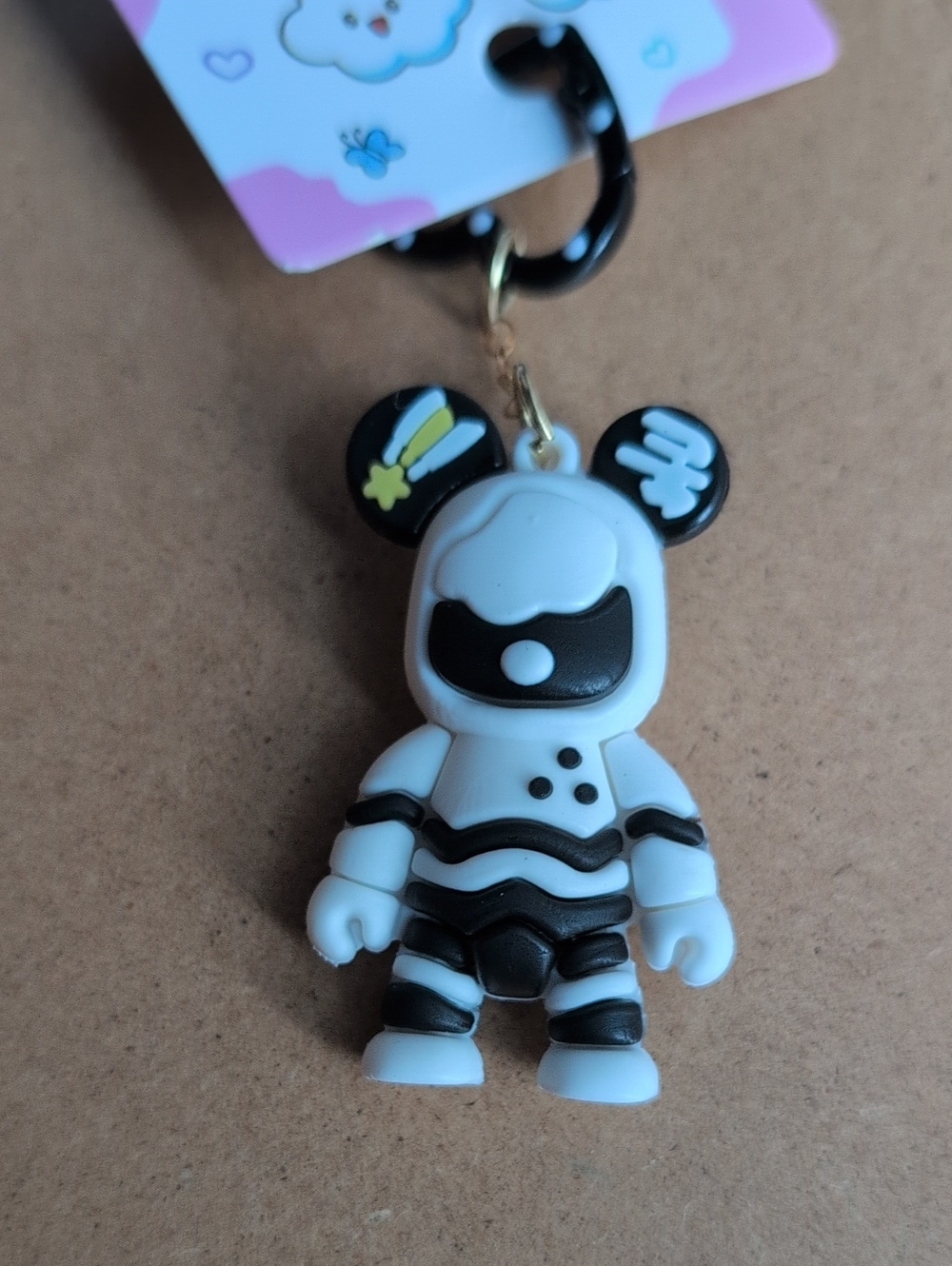 White & Black Astronaut Character Keychain Charm